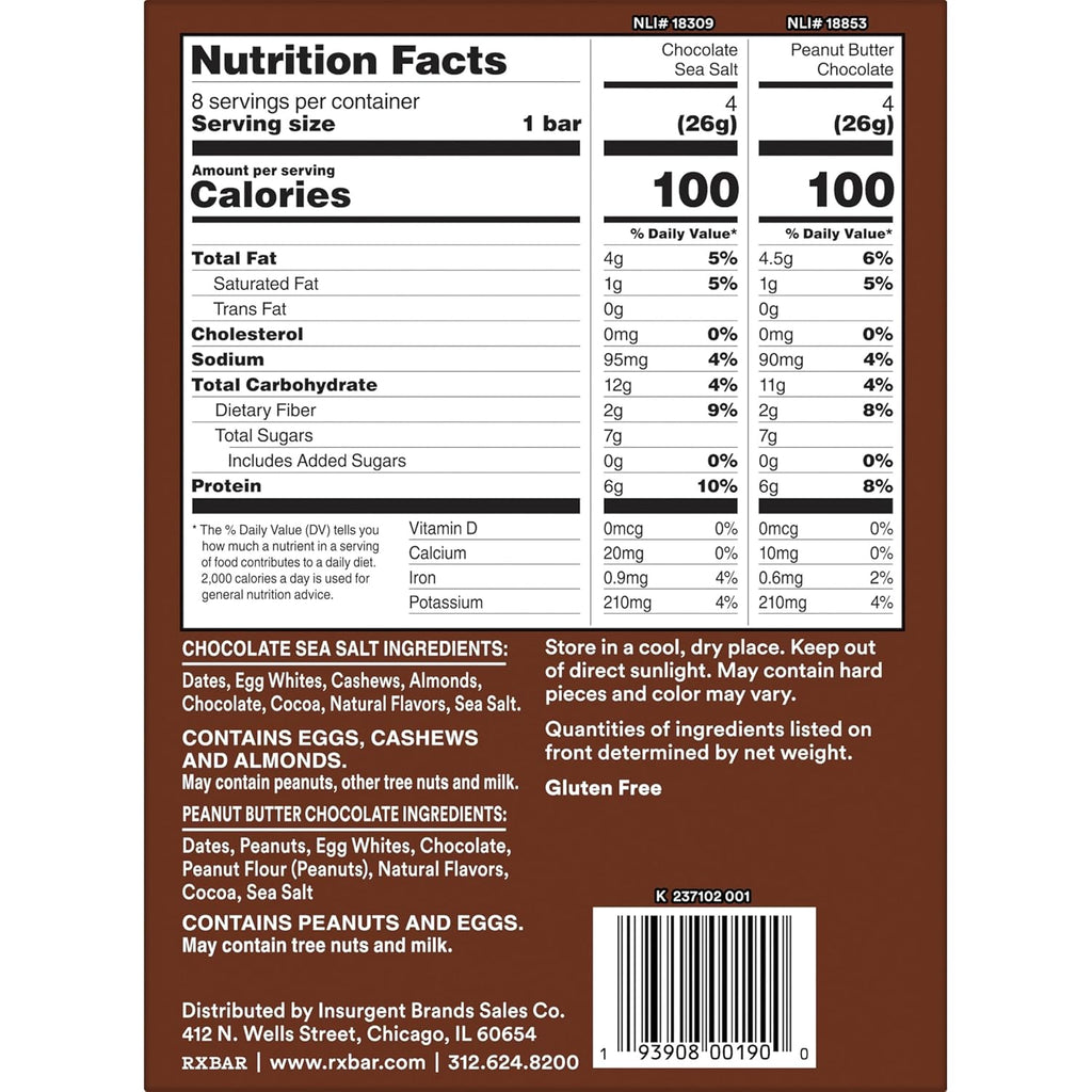 RXBAR Minis Protein Bars, Protein Snack, Snack Bars, Variety Pack, 7.3oz Box (8 Count)