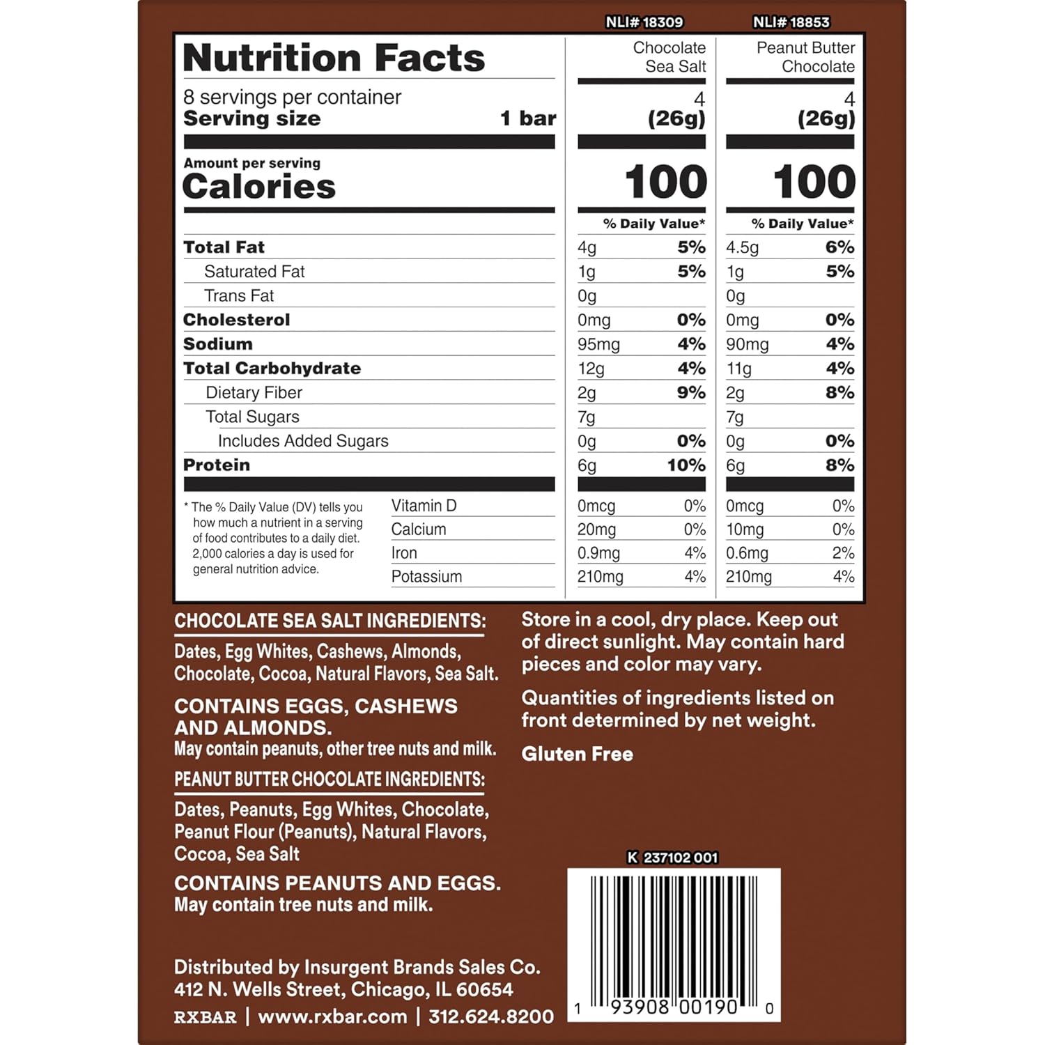 RXBAR Minis Protein Bars, Protein Snack, Snack Bars, Variety Pack, 7.3oz Box (8 Count)