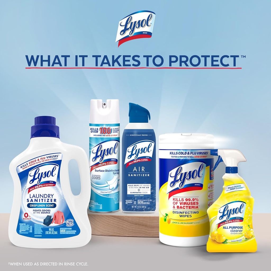 Lysol Disinfectant Laundry Sanitizer & Scent Booster, Laundry Detergent Additive, Color Safe Bleach Alternative, Laundry Odor Eliminator, Kills Bacteria & Viruses, Crisp Linen Scent, 41 Fl Oz Liquid