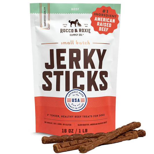 Rocco & Roxie Beef Jerky Dog Treats 1 lb | Soft Training Snacks Made in USA | High Value Beef Jerky for Dogs, Small, Large Breeds, Seniors, and Puppies | Natural Chews for Rewarding Good Behavior