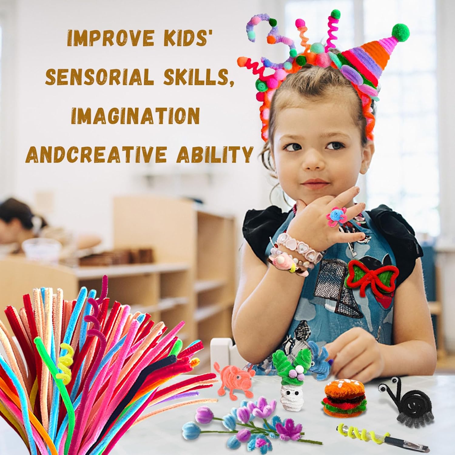 Pipe Cleaners Craft Bulk,Kids Toys & Games Gifts,200pcs Arts Crafts,Chenille Stems Art Supplies for Projects Creative DIY Room Decor,Christmas Decorations,Juegos para Niños Fidget Toys for Ages 5-7