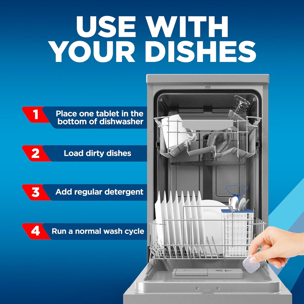 Finish Dishwasher Cleaner Tablets, Deep Cleans Hidden Grease & Grime, Fights Odors, No Extra Wash Cycle, Helps Maintain Dishwasher, 12 Month Supply, 12 Count