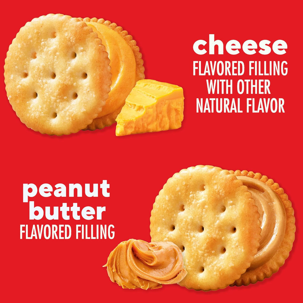 RITZ Peanut Butter and Cheese Sandwich Crackers Variety Pack, Lunch Snacks, 32 Snack Packs (6 Crackers Per Pack)