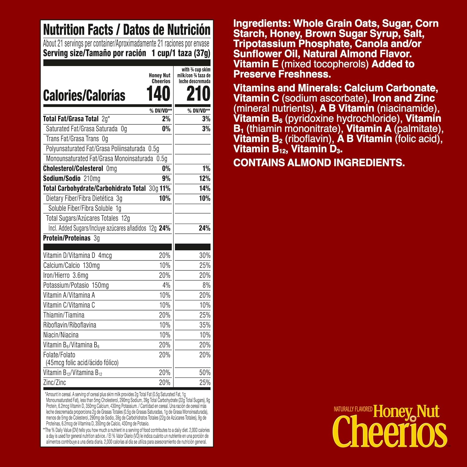 Honey Nut Cheerios Cereal, Limited Edition Heart Shapes, Affirmations Box, Heart Healthy, Gluten Free, Giant Size, 27.2 oz
