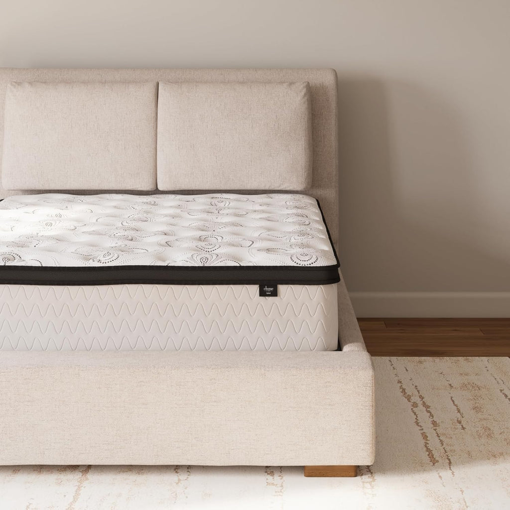 Signature Design by Ashley Queen Size Chime 12 Inch Medium Firm Hybrid Mattress with Cooling Gel Memory Foam for Pressure Relief, Fiberglass Free, Mattress In A Box