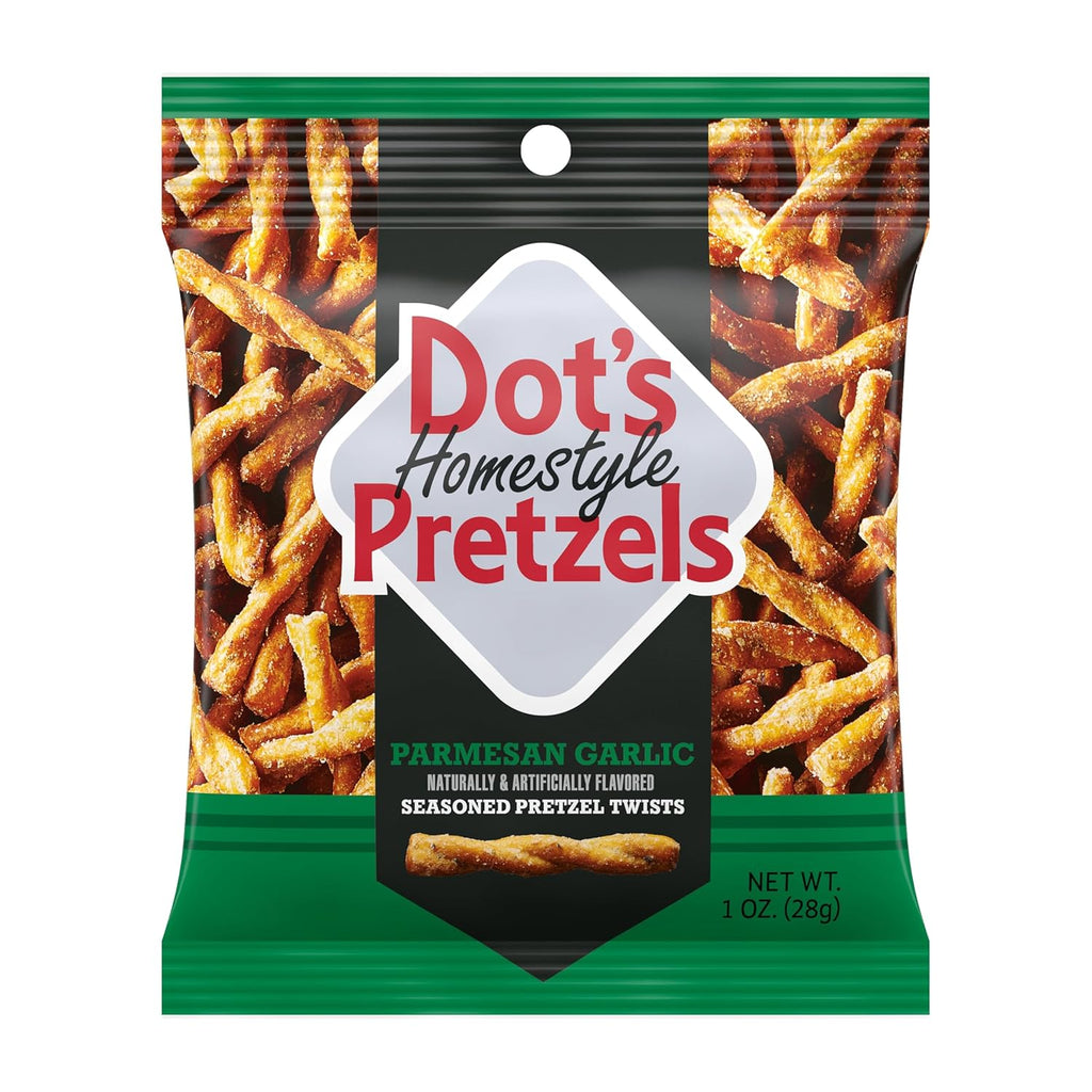 Dot's Homestyle Pretzels Variety Pack, Original, Honey Mustard, and Parmesan Garlic Twist Snack, 1oz Individually Sized Bags (18 Count)