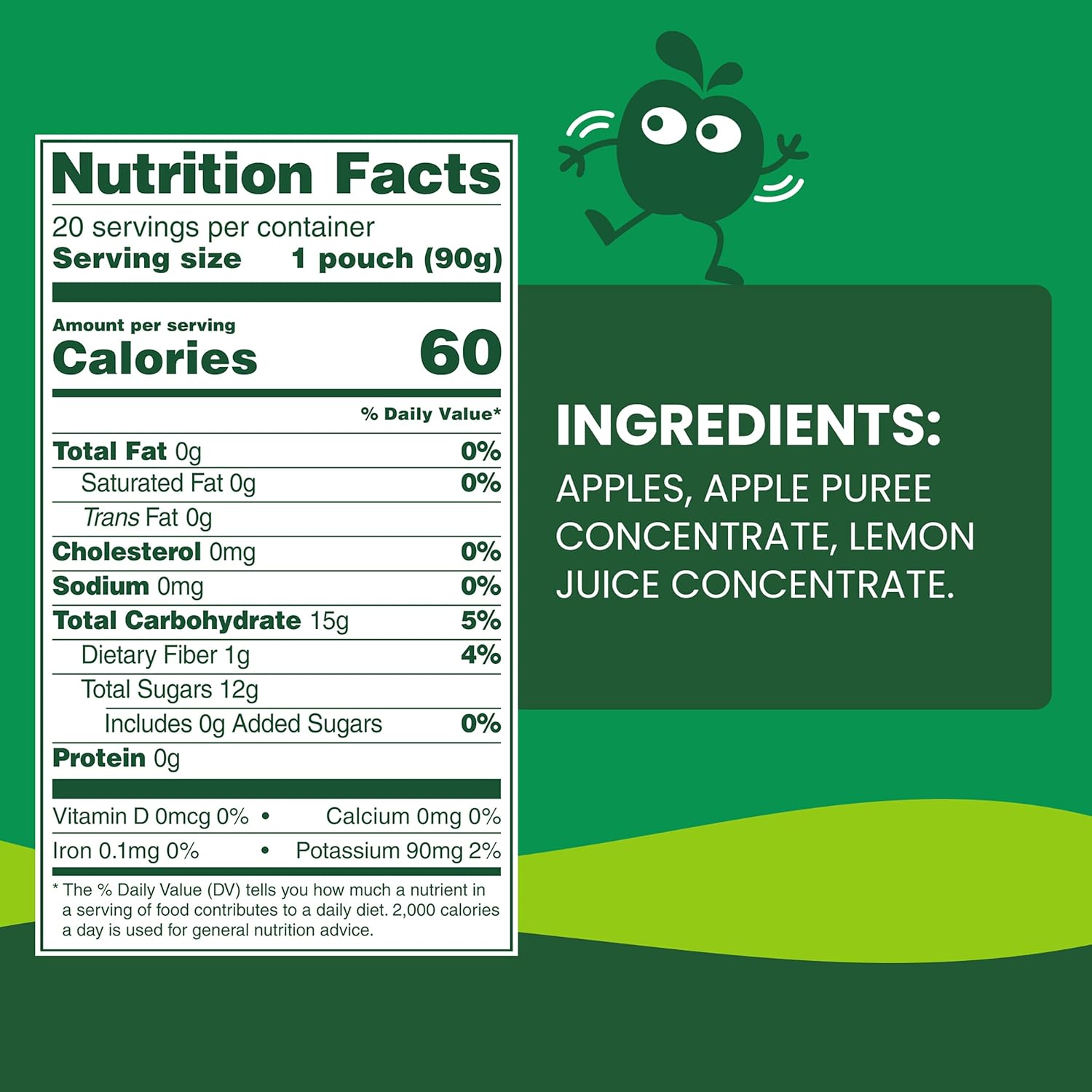 GoGo squeeZ Fruit on the Go, Apple Apple, 3.2 oz (Pack of 20), Unsweetened Fruit Snacks for Kids, Gluten Free, Nut Free, and Recloseable Cap, BPA Free Pouches (Packaging May Vary)