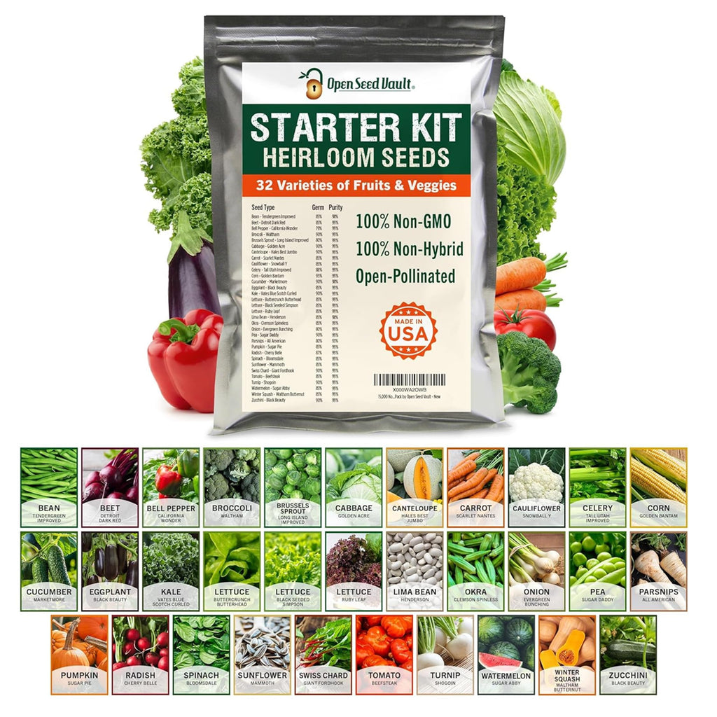 Vegetable & Fruit Seeds, 32 Packs, Non-GMO, 15,000+ Seeds