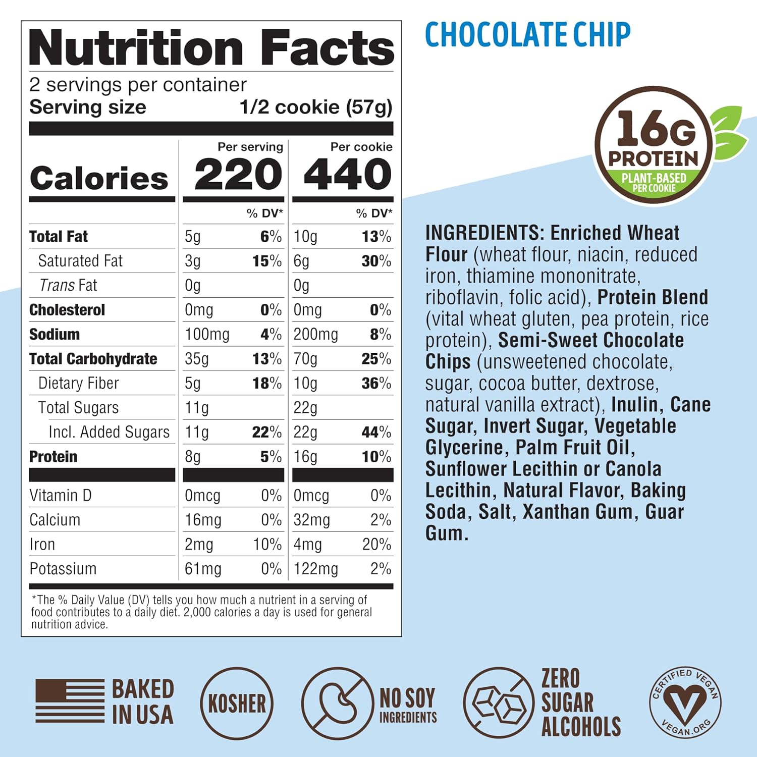 Lenny & Larry's Complete Protein Cookie, [Chocolate Chip], Chewy Soft Baked, 16g Plant Protein, Vegan, Non-GMO, High Fiber, 4 Ounce Cookie (Pack of 12)