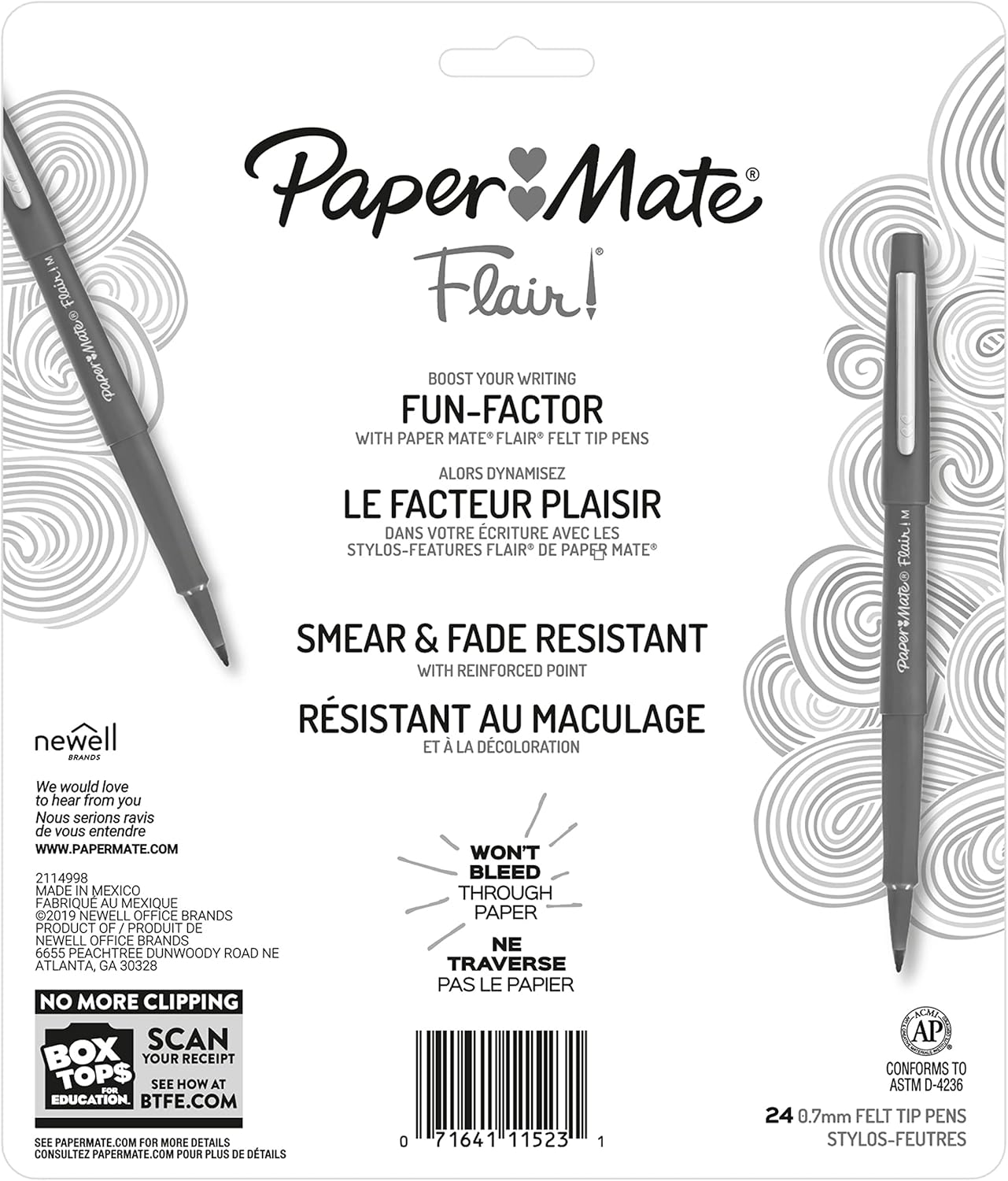 Paper Mate Felt Tip Pens, Flair Marker Pens, Medium Point, Assorted, 24 Count - Home, Office, Back to School, Teacher Supplies
