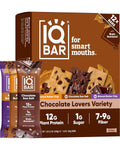 IQBAR Brain and Body Plant Protein Bars - Chocolate Lovers Variety - 12-Count - Keto, Vegan, High Fiber, Gluten Free, Dairy Free, Low Sugar Snack with Nutrients for Focus, Energy, Meal Replacement
