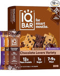 IQBAR Clean Plant Protein Bars - Chocolate Lovers Variety - 12 Count - Keto, Vegan, High Fiber, Gluten and Dairy Free, Low Sugar Snack - Brain and Body Nutrients for Focus, Energy, Meal Replacement