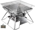 CAMPINGMOON Portable Stainless Steel Campfire Fire Pit Foldable Wood Burning Charcoal Grill for Camping Stove, Outdoor Cooking, Folding BBQ Grill 14-inch with Carry Bag MT-2