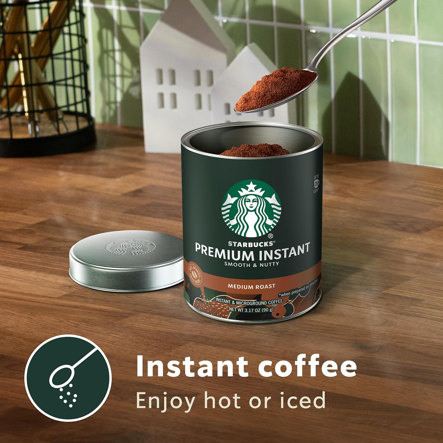 Starbucks Premium Instant Coffee, Medium Roast Coffee, Arabica Beans, Three 3.17 oz Tins