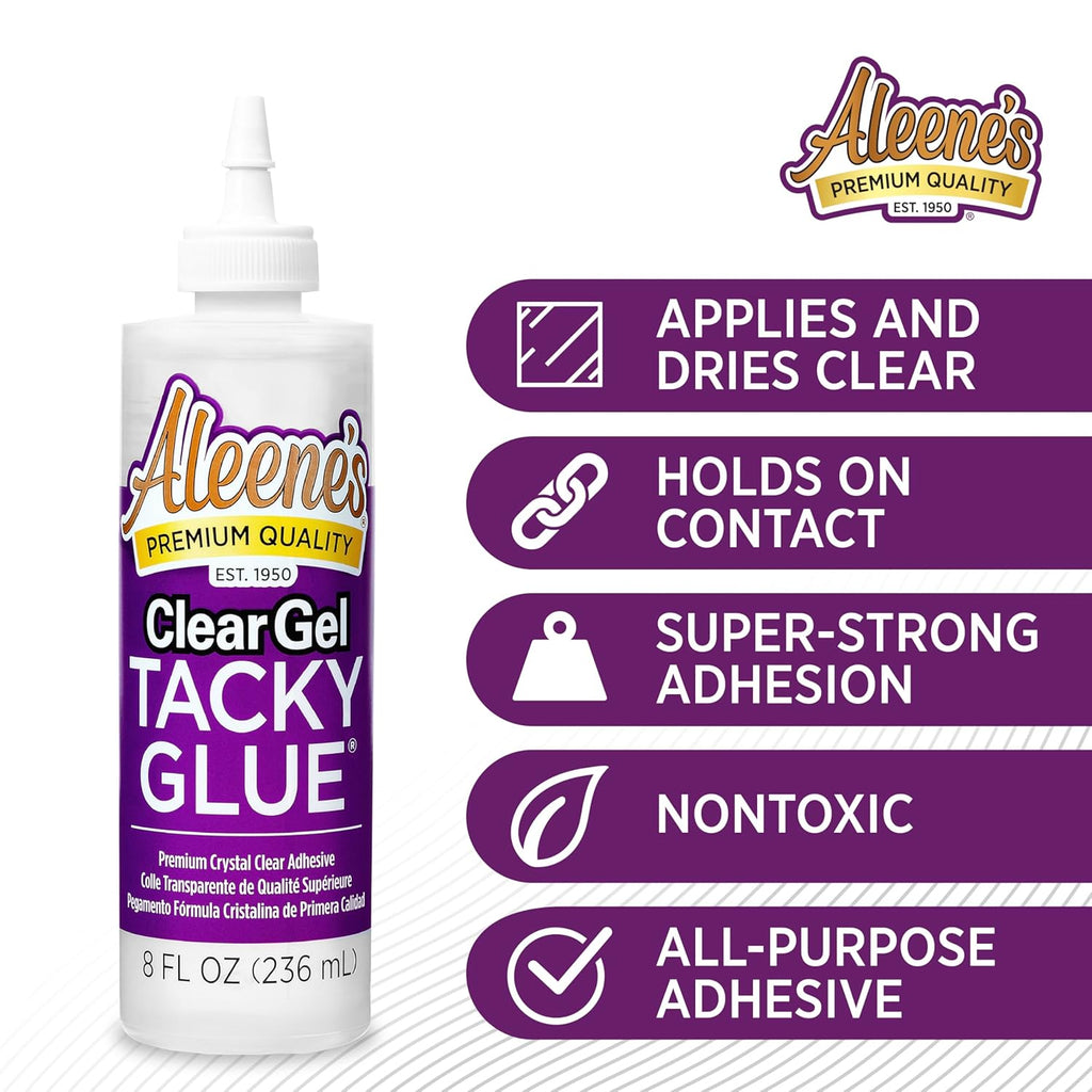 Aleene's Clear Gel Tacky Glue for Crafts, Nontoxic, Applies and Dries Clear, 8 fl oz