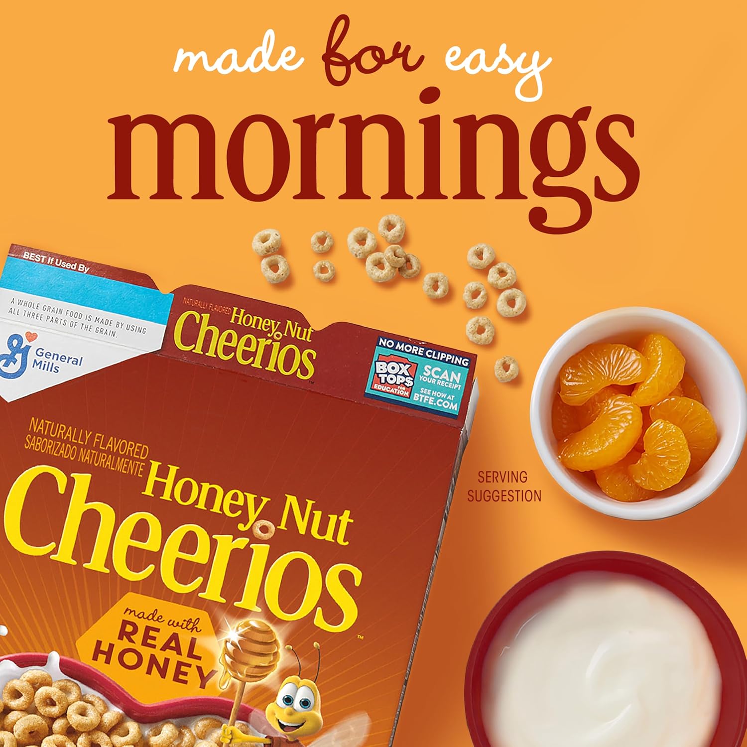 Honey Nut Cheerios Cereal, Limited Edition Heart Shapes, Affirmations Box, Heart Healthy, Gluten Free, Giant Size, 27.2 oz