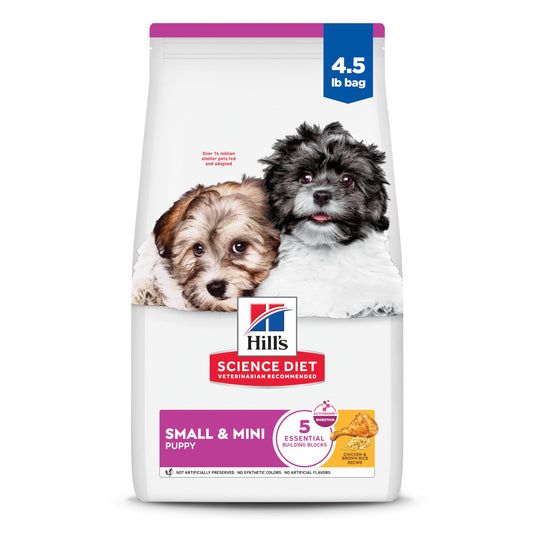 Hill's Science Diet Puppy Small & Mini Dry Dog Food, Chicken & Brown Rice, 4.5 lb. Bag