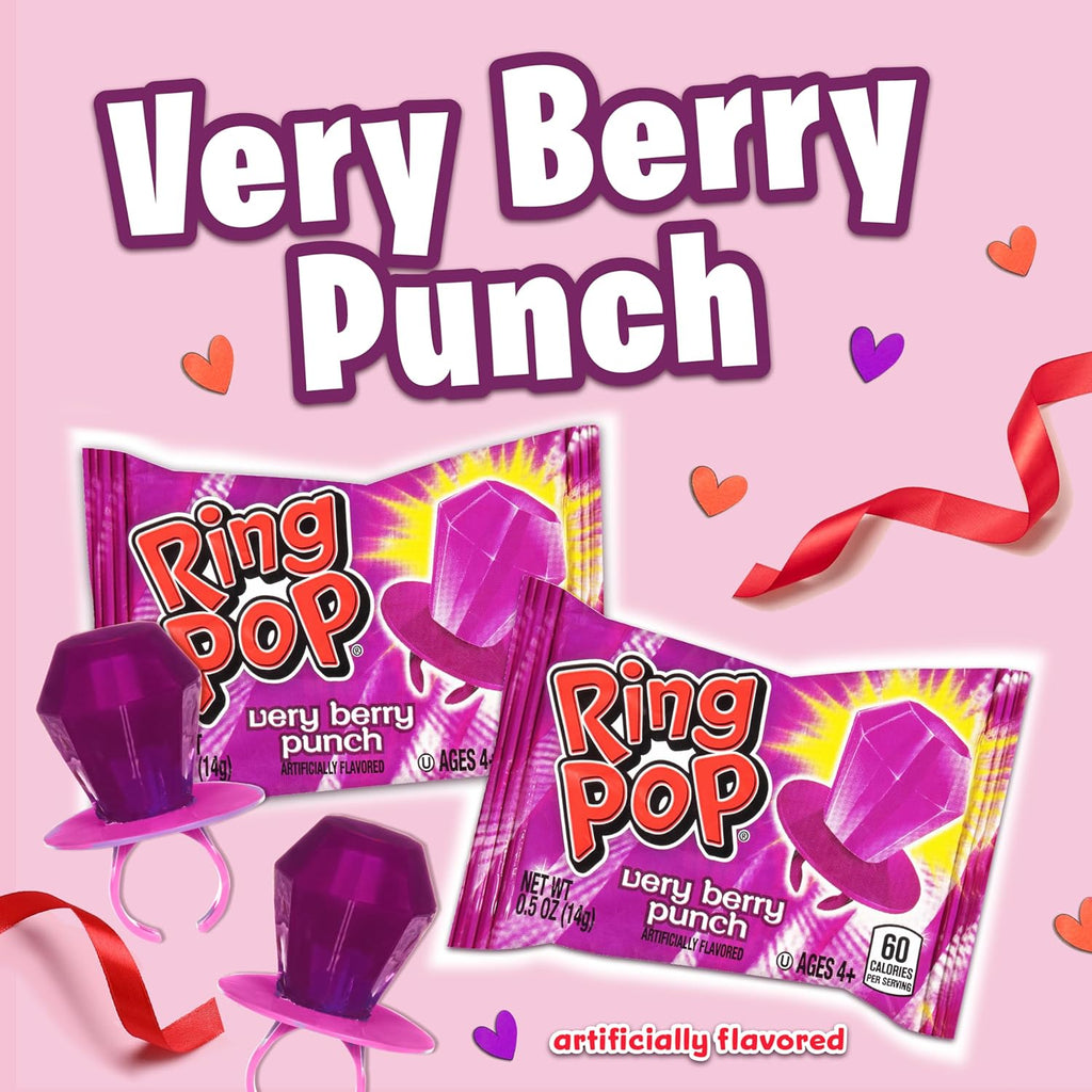 Ring Pop Purple Easter Candy Lollipops, 30Ct Bulk Individually Wrapped in Very Berry Punch Flavor, Full Size, Fun Hard Candy For Birthday Parties, Easter Basket Stuffers, Egg Fillers, Party Favors