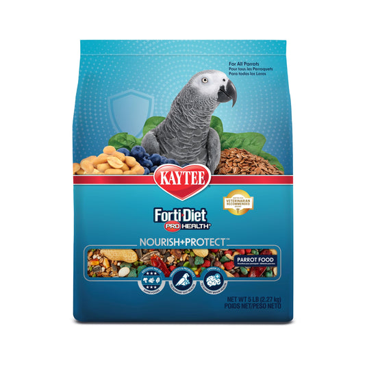 Kaytee Forti-Diet Pro Health Nourish+Protect Parrot Food, Comprehensive Nutrition Backed by Science, Digestive Health, Immune Support, 5 pounds
