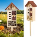 Lulu Home Wooden Insect House with Stake, 19.7 X 3.4 X 5.4 Inch | Hanging & Inserting Two Mount Ways, For Bee, Butterfly, Ladybirds, Beneficial Insect Habitat, Bug Hotel Garden