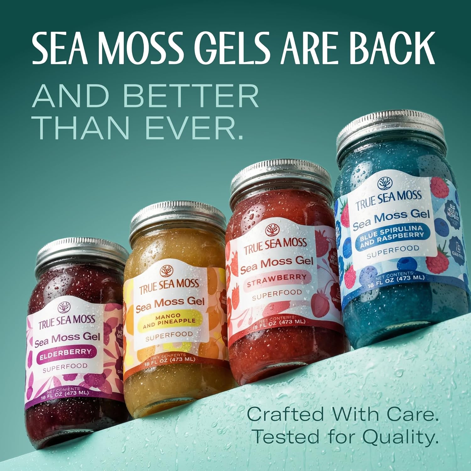 TrueSeaMoss Sea Moss Gel – Made in USA – Wildcrafted Seamoss, Fruits & Jarred Vegetables – Mango/Pineapple, Pack of 1 (Labels may Vary)