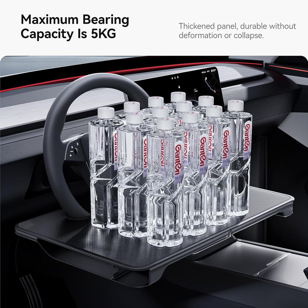 YONZEE 2-in-1 Car Steering Wheel Desk Tray & Car Seat Gap Filler Organizer – Foldable Carbon Fiber Look Table for Laptop, Eating Food, Writing – Multipurpose Travel Car Accessories