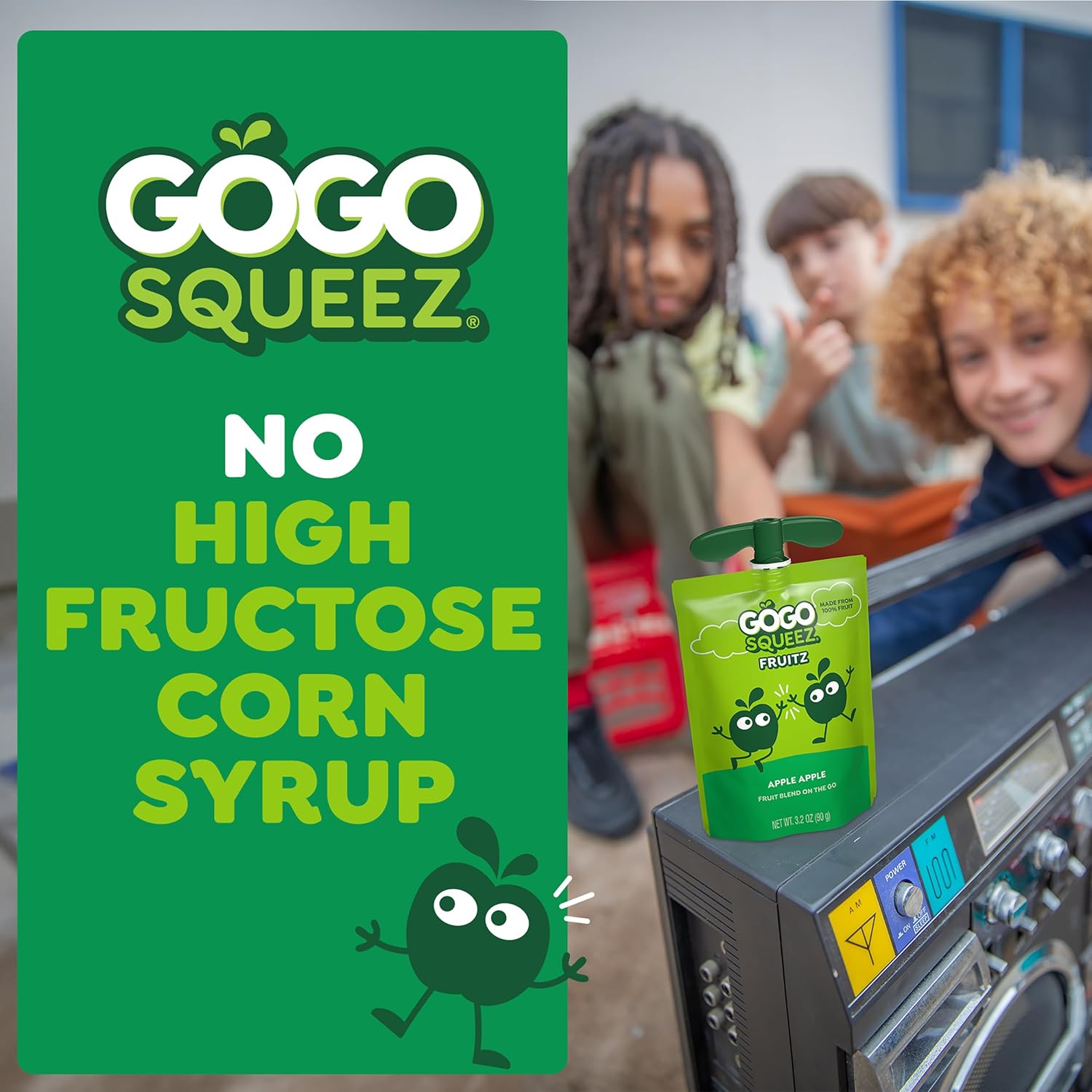 GoGo squeeZ Fruit on the Go, Apple Apple, 3.2 oz (Pack of 20), Unsweetened Fruit Snacks for Kids, Gluten Free, Nut Free, and Recloseable Cap, BPA Free Pouches (Packaging May Vary)
