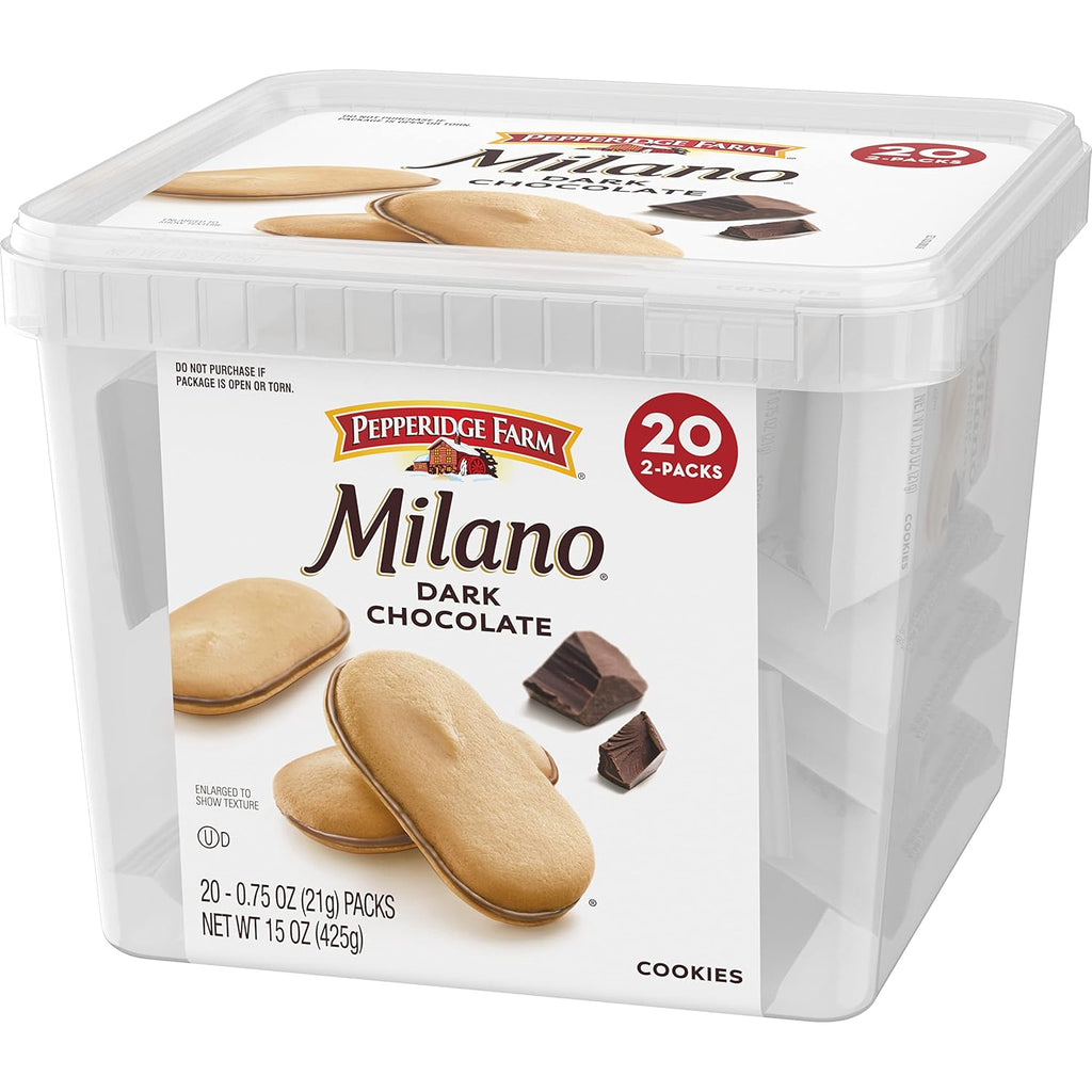 Pepperidge Farm Milano Cookies, Dark Chocolate, 20 Packs, 2 Cookies per Pack