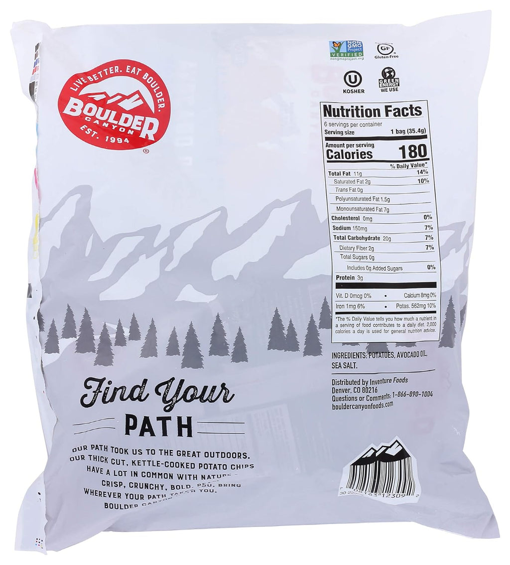 Boulder Canyon Avocado Oil Sea Salt Potato Chips 6 Count, 1.25 OZ