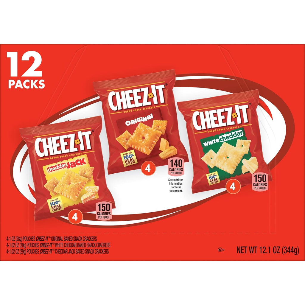 Cheez-It Cheese Crackers, Baked Snack Crackers, Lunch Snacks, Variety Pack, 12.1oz Box (12 Packs)