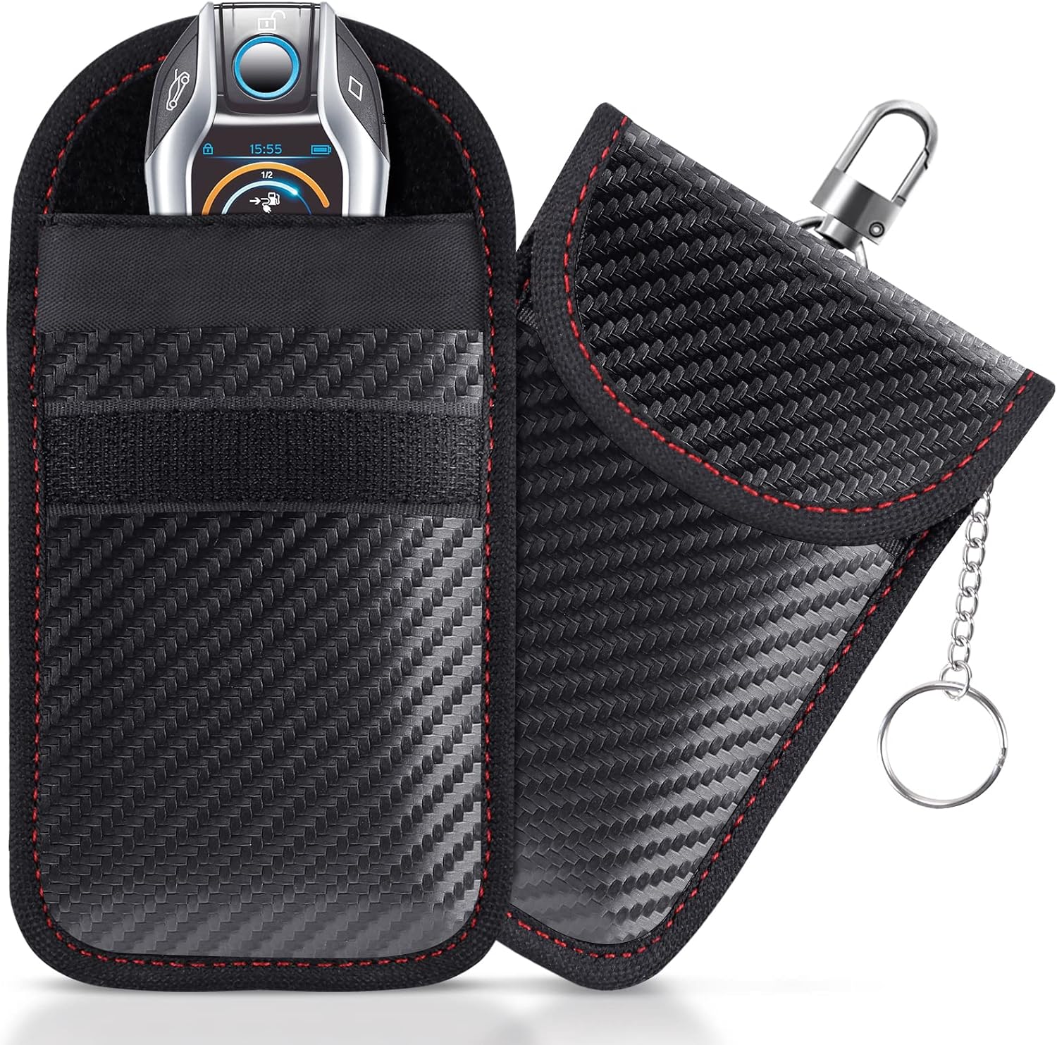 lanpard Faraday Pouch for Car Keys, Faraday Bag, Car RFID Signal Blocking Holder, Key Fob Protector, Key fob cage Block Signal Anti-Theft Fob Case (2 Pack)