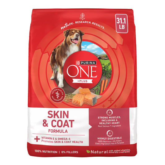 Purina ONE Natural, Sensitive Stomach Dry Dog Food, +Plus Skin & Coat Formula - 31.1 lb. Bag