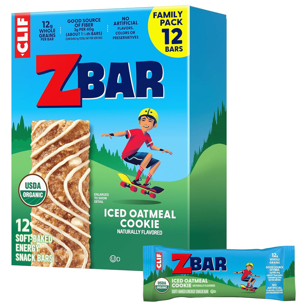 Zbar - Iced Oatmeal Cookie - Soft-Baked Energy Snack Bars - Non-GMO - 12g Whole Grains - USDA Organic Granola Bars (12 Pack)