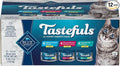 Blue Buffalo Tastefuls Flaked Wet Cat Food Variety Pack, Made with Natural Ingredients, Tuna, Chicken, Fish & Shrimp, 3-oz Cans (12 Count, 4 of Each)