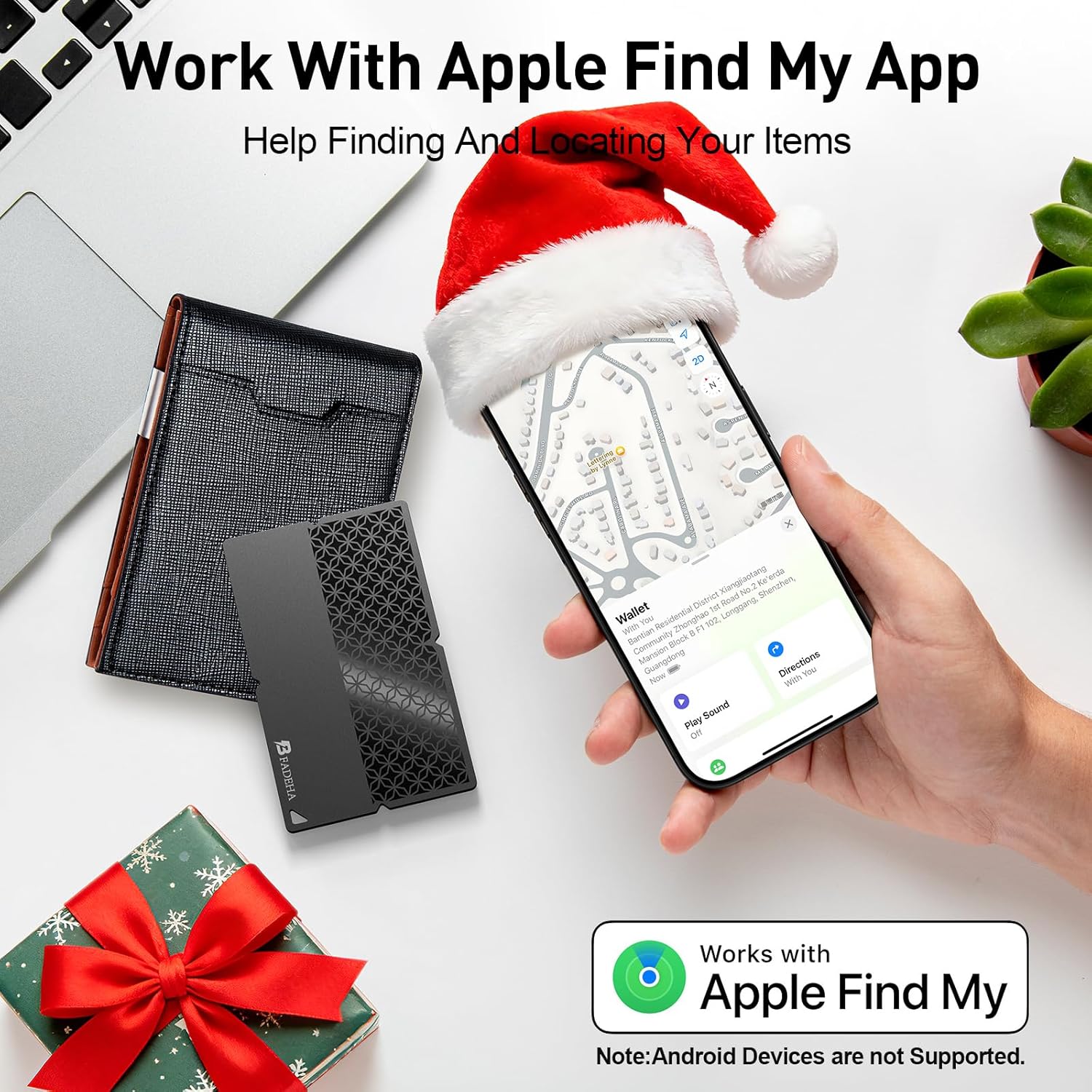 Apple MFi Certified (iOS Only) Bluetooth Tracker Smart Card for Apple Find My iPhone Wallet GPS Tracker, 5-10 Years Staying Power, Keys Finder and Item Locator for Keys, Bags, Passport