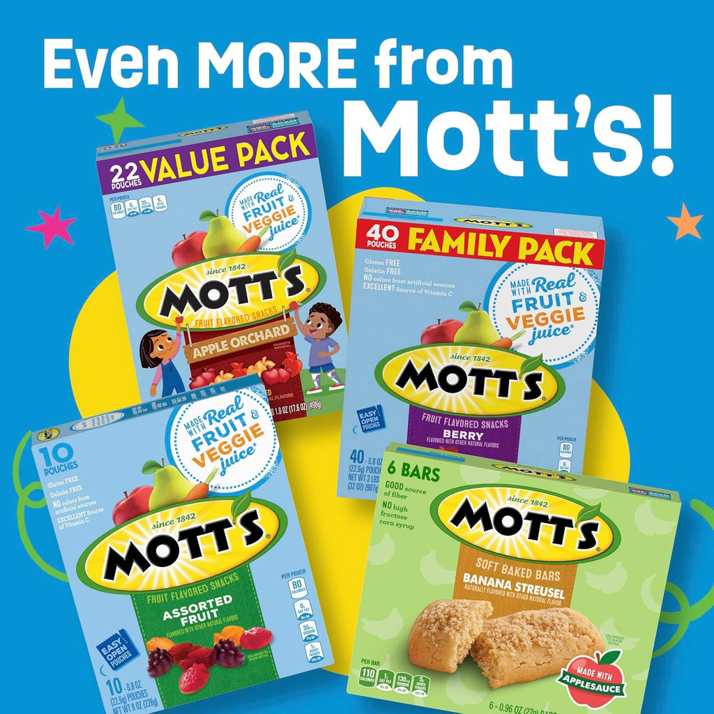 Mott's Assorted Fruit Flavored Snacks, Valentine's Day, Gluten Free, Family Pack, 40 Ct, 32 oz