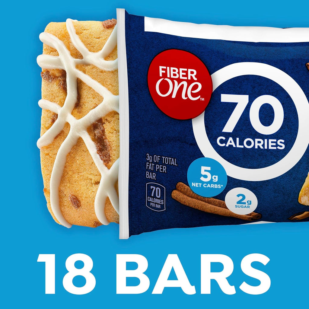 Fiber One 70 Calorie Soft Baked Bars, Cinnamon Coffee Cake, Mega Pack, 18 Ct, 16 oz