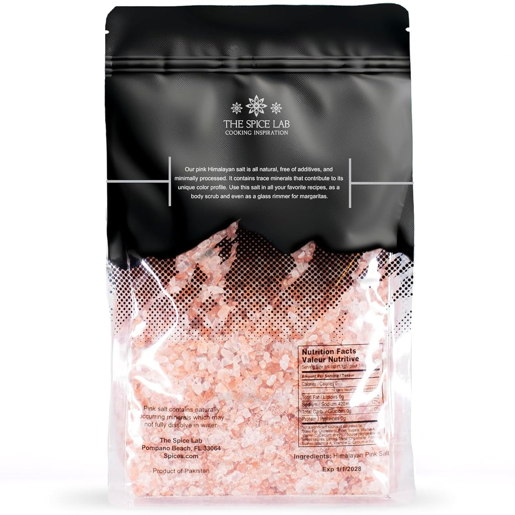 The Spice Lab Pink Himalayan Salt – Coarse Grain, 2.2 lb / 1 Kilo - Himalayan Pink Salt for Grinder Refill – Gourmet Pure Crystal – Kosher & Natural Certified