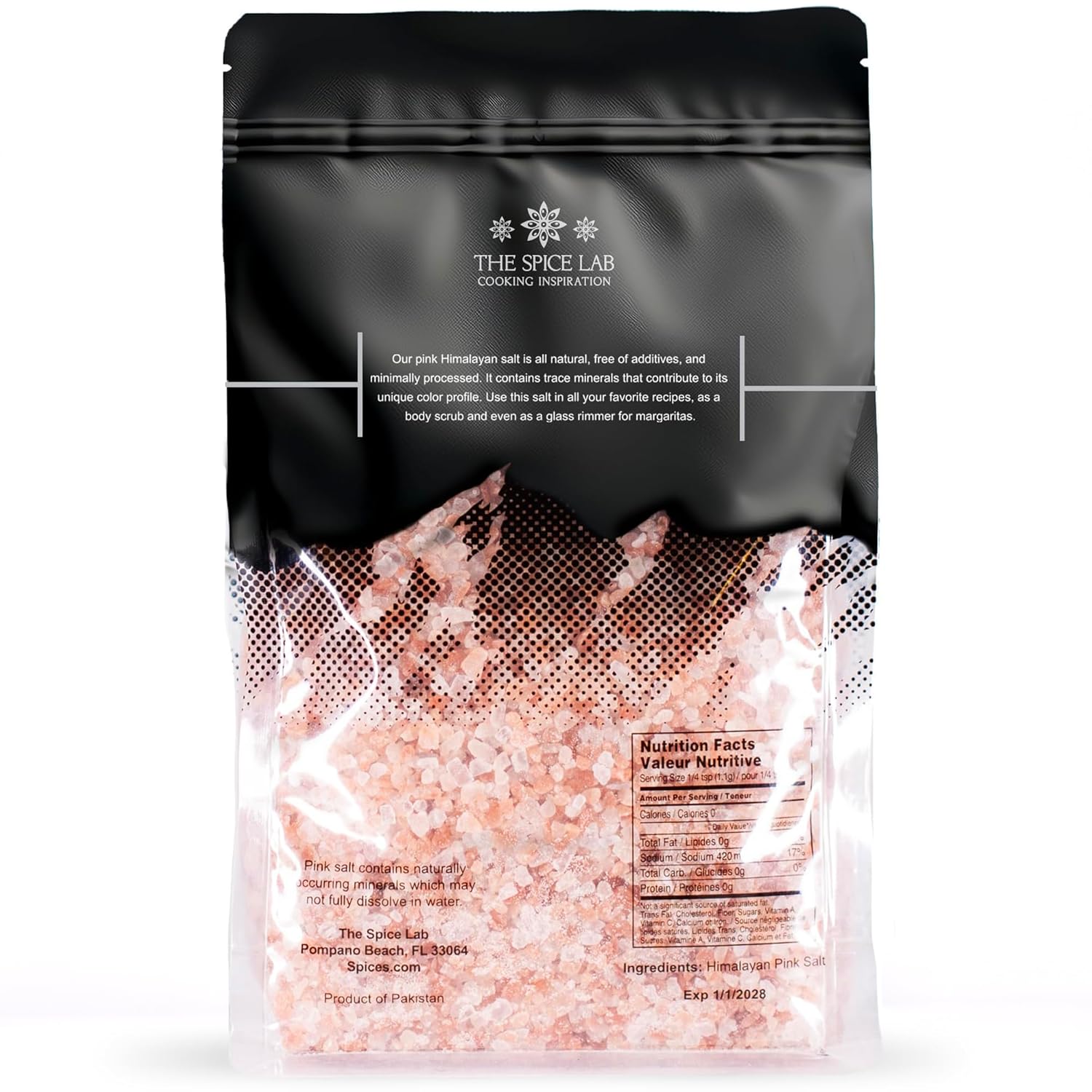 The Spice Lab Pink Himalayan Salt – Coarse Grain, 2.2 lb / 1 Kilo - Himalayan Pink Salt for Grinder Refill – Gourmet Pure Crystal – Kosher & Natural Certified