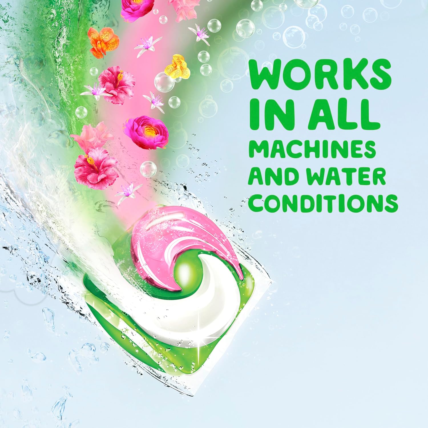 Gain Super Flings Laundry Detergent Pacs, 45 Count, Hibiscus Hula scent, irresistibly clean and fresh washing detergent laundry soap pacs