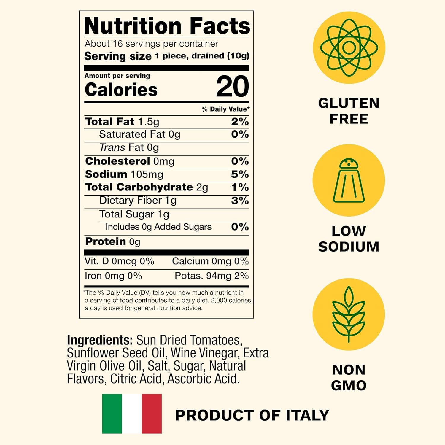 Cento Chefs Sun Dried Tomatoes in Oil & Spices for Pasta, Salad & Antipasto - Grown and Processed in Italy - Gluten-Free, Non-GMO, Low Sodium Italian Tomatoes - 10 Ounce Jar