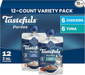Blue Buffalo Tastefuls Purées Variety Pack Wet Cat Food Complement (Chicken & Tuna) Made with Natural Ingredients, for All Life Stages, 3-oz. Resealable Pouches (12 Count)