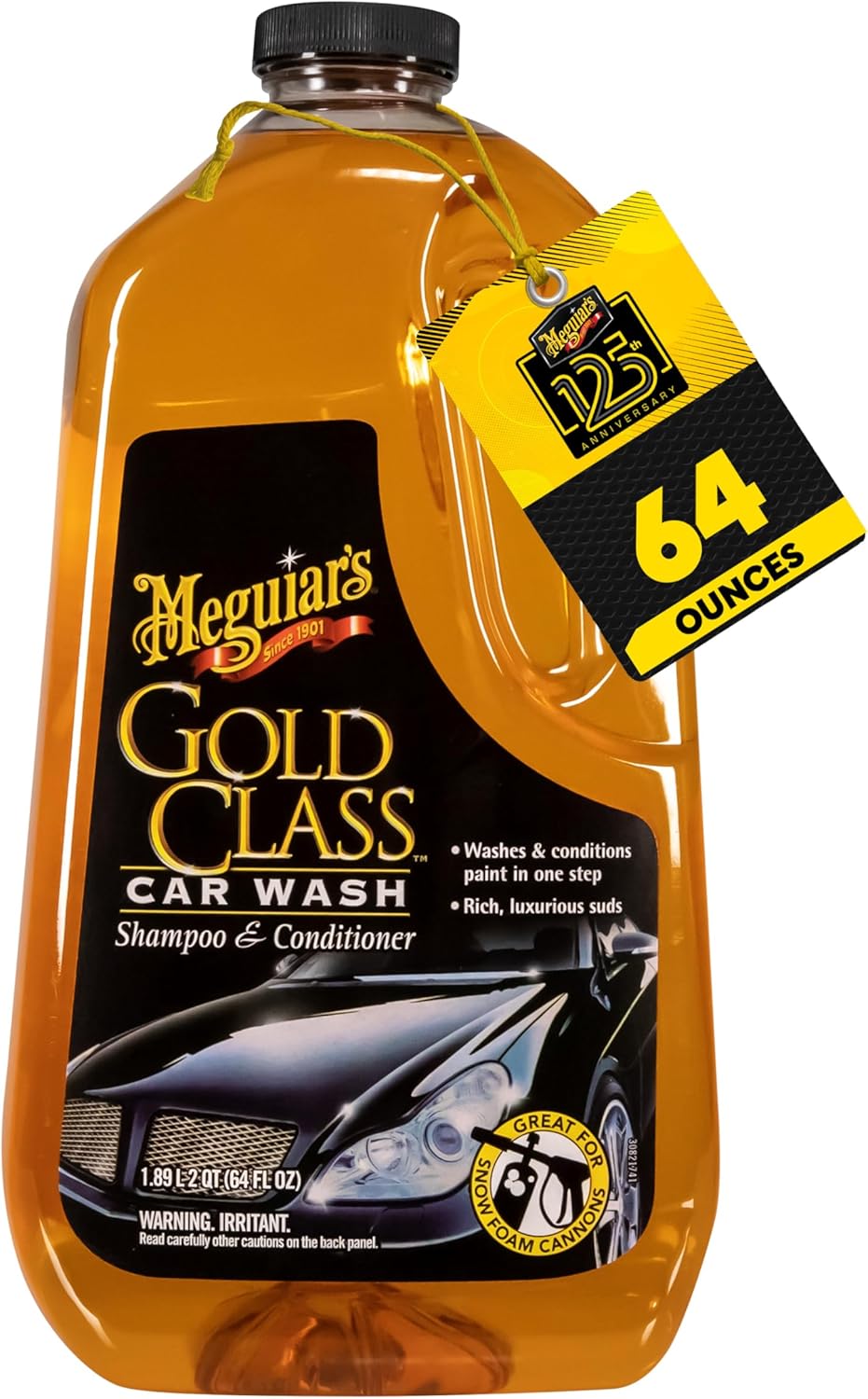 Meguiar's Gold Class Car Wash - Get Professional Results in a Foam Cannon or as a Bucket Wash - Get a Clean and Glossy Finish That's Safe for All Paint Types - 64 Oz