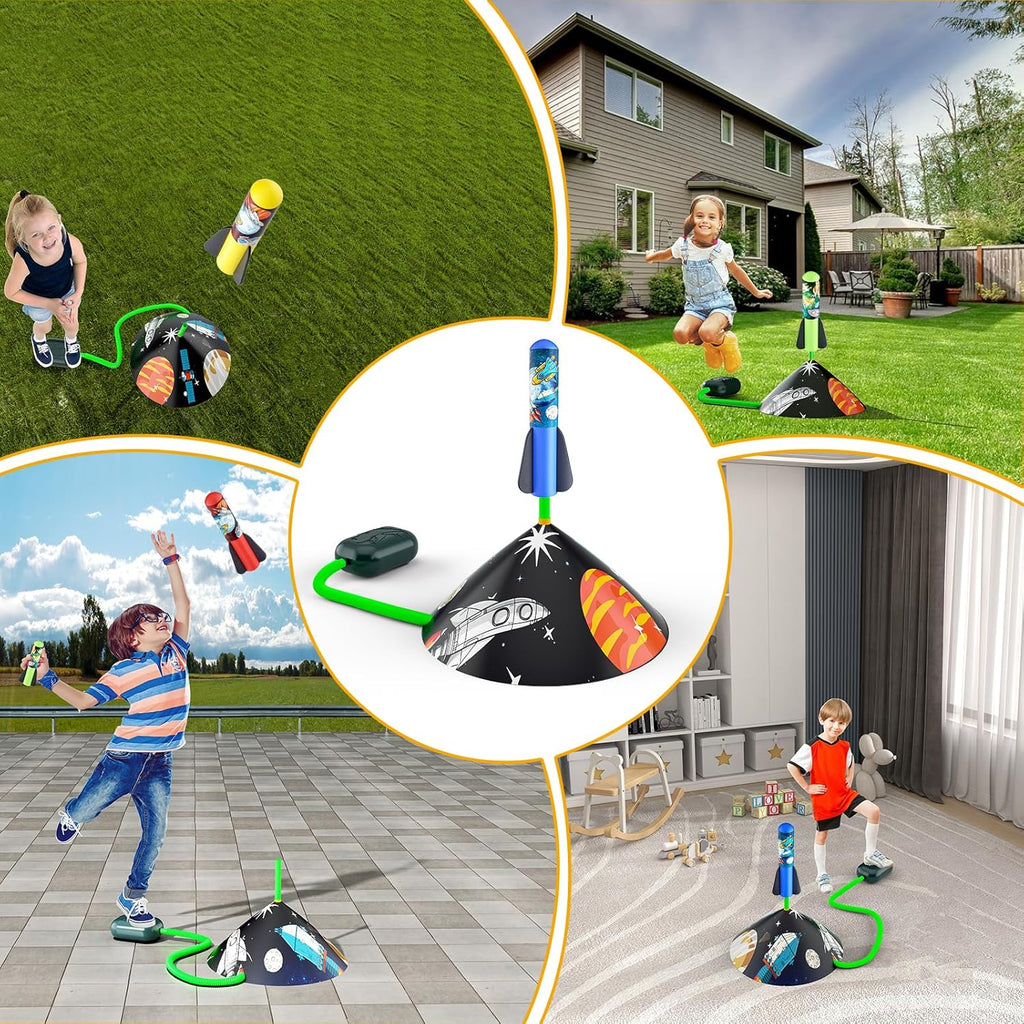Toys Rocket Launcher for Kids - Launch up to 100 Ft, 8 Multi-Color Foam Rockets & Adjustable Launch Stand, Kids Outdoor Toys, Age 3+