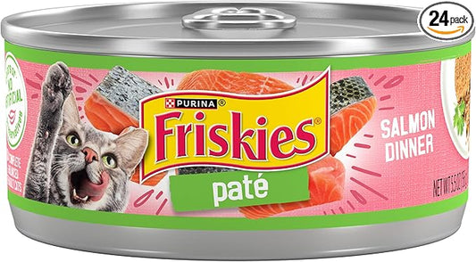 Purina Friskies Wet Cat Food Pate, Pate Salmon Dinner - (Pack of 24) 5.5 oz. Cans