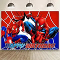 Spider Birthday Party Decorations, 5x3ft Happy Birthday Back Drop Banner Theme Backdrop Banner for Spider Party Decorations Indoor Outdoor.