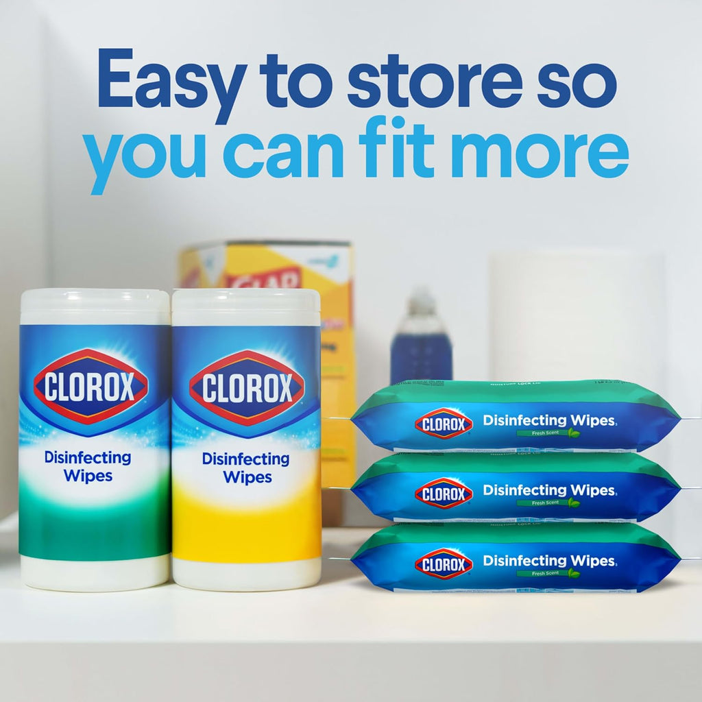 Clorox Disinfecting Wipes Flex Pack, Bleach Free, Fresh Scent, 75 Count, Pack of 3 (Pack May Vary)