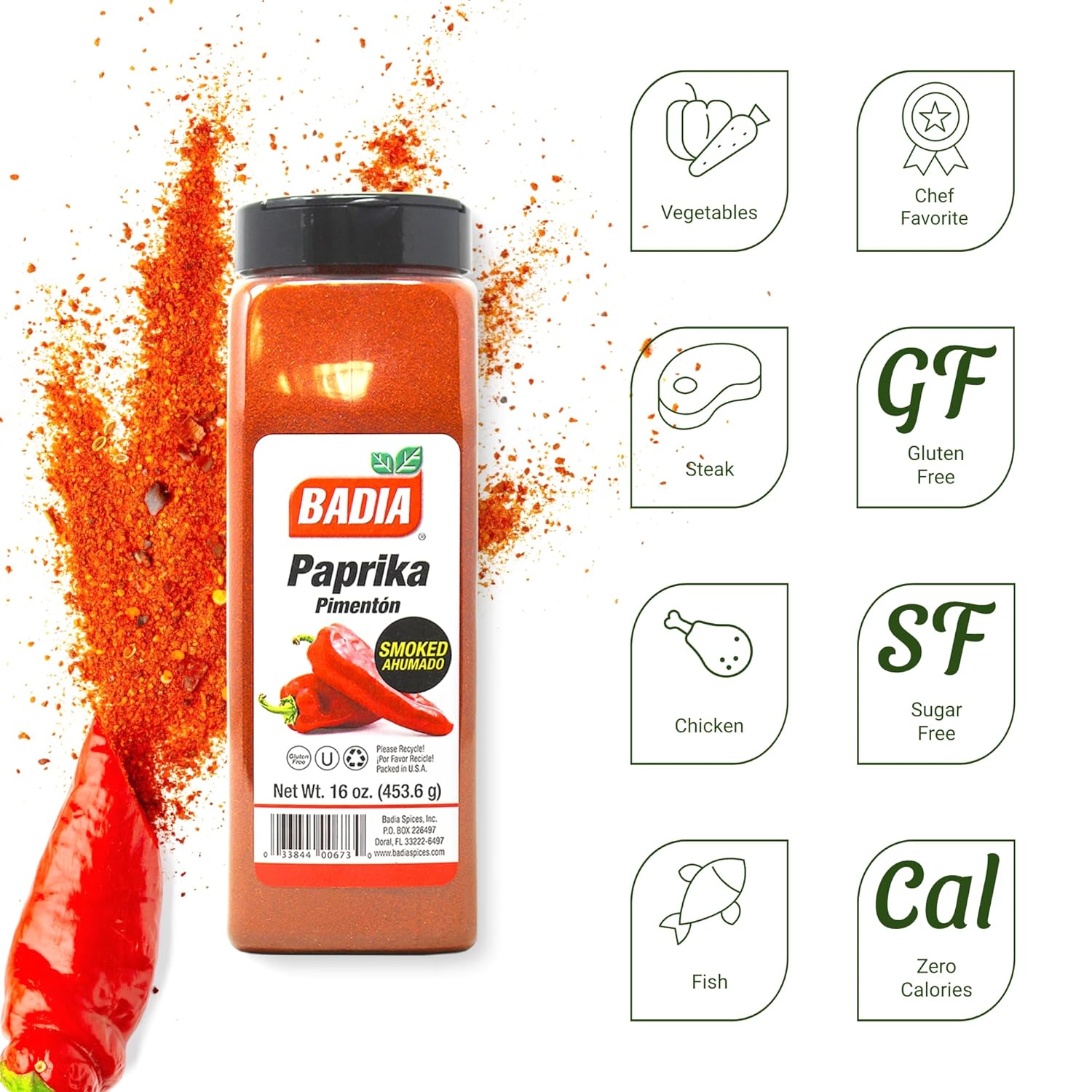Badia Smoked Paprika, 16 oz - Rich, Smoky Flavor for Cooking, Grilling & Seasoning, All-Natural Spice