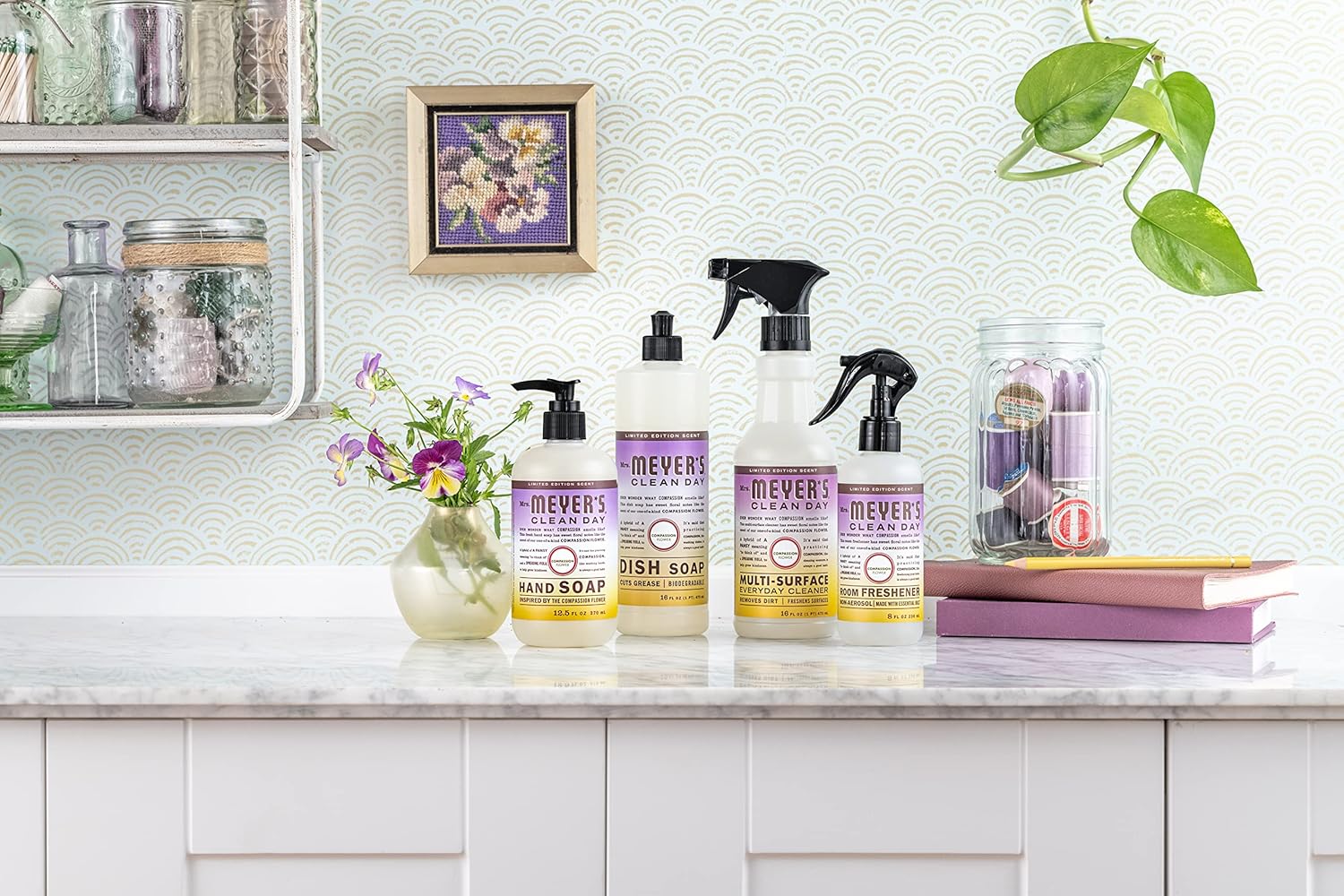 MRS. MEYER'S CLEAN DAY Liquid Dish Soap, Biodegradable Formula, Compassion Flower, 16 fl. oz - Pack of 3