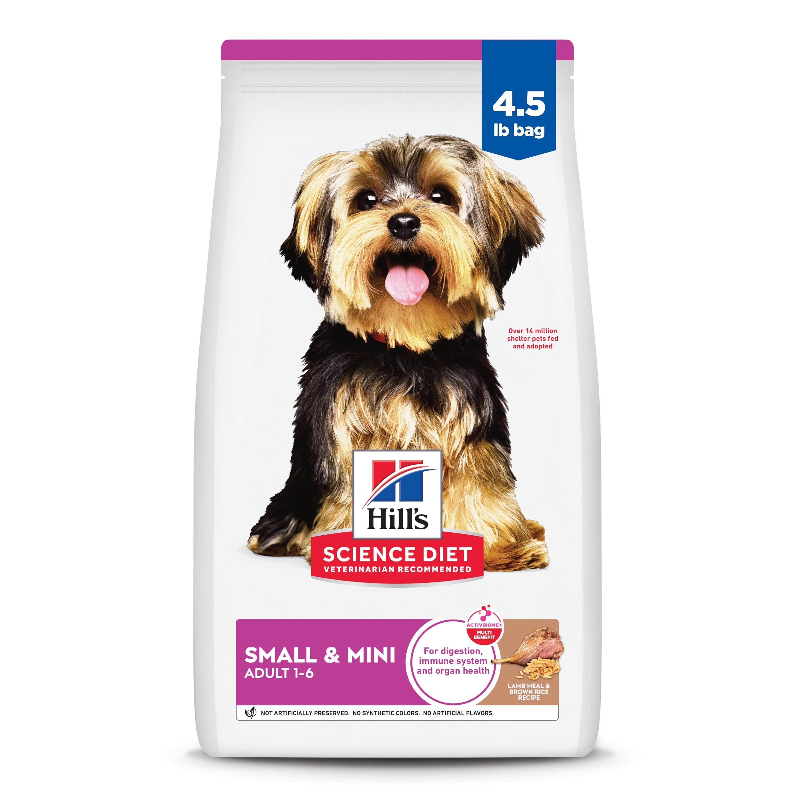 Hill's Science Diet Adult 1-6 Small & Mini Dry Dog Food, Lamb Meal & Brown Rice, 4.5 lb. Bag